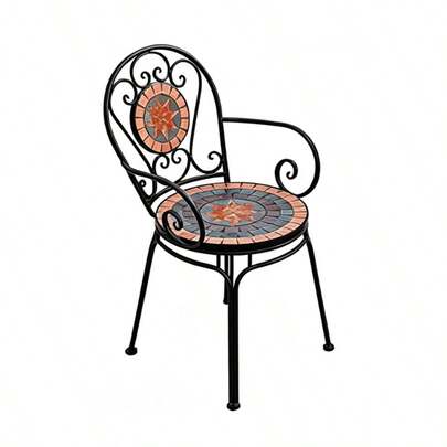 Juego De Mesa De Mosaico Para Patio:Mesa De Exterior Con 2 Sillas Plegables