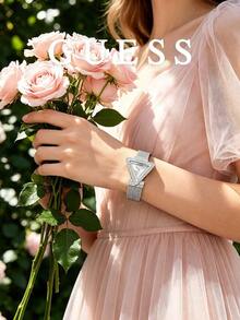 Guess Women's Quartz Watch With Triangle Mesh Strap, Crystal Embellishments, Mesh Band, Niche Luxury Fashion, Versatile And Elegant - Watch - View 4