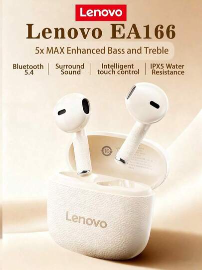 Lenovo EA166 Bluetooth Wireless Earbuds: Wireless Semi-In-Ear, High-Quality Sound, Ultra-Long Battery Life, Compact Design