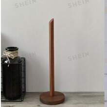 1pc Solid Walnut Wood No-Drill Kitchen Paper Towel Holder, Vertical Design With Non-Slip Base, Suitable For Kitchen, Bathroom, Living Room Countertop Paper Towel Storage, Can Store Hair Ties, Practical Gift For Mom And Wife - Multicolor - View 2