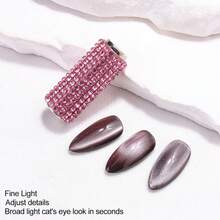 Cat-Eye Nail Art Set Featuring A Handle Fully Encrusted With Rhinestones; Easily Creates A Translucent Cat-Eye Halo Effect. Suitable For Professional Nail Technicians, Trainees, And DIY Enthusiasts - Multicolor - View 7