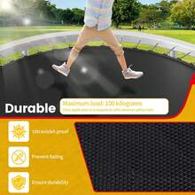 Black Replacement Trampoline Jumping Mat, Universal PP Bounce Mat With T‑Shaped Spring Puller Tool & V‑Hooks - 10FT - View 4