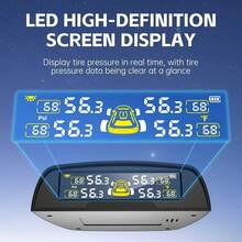 YNF Solar Powered Wireless TPMS Tire Pressure Monitoring System, 4 External Sensors, Real-Time Data Display, High/Low Pressure & Temperature Alarm, Sensor Disconnection Reminder - A - View 3