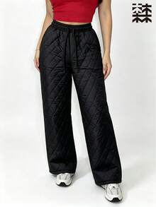 mulinsen Women's Straight Leg Ice Silk Quick-Dry Striped Colorblock Sports Pants - Black - View 4