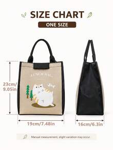 Cute Animal Forest Cartoon Lunch Bag, Portable Large Capacity Meal Tote Bag, Student Campus Office Travel Picnic Use, Cute Pattern With Handle Reusable Lunch Storage Bag, Daily Outdoor Dining Accessory - Multicolor - View 4