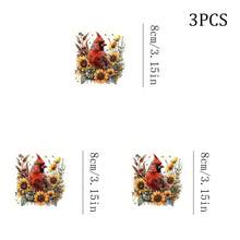 1/2/3pcs Cardinal Bird Sunflower Floral Heat Transfer Iron-On Patch, Autumn Flower Bird Plant Iron-On Sticker DIY Decoration For T-Shirt, Hoodie, Pillow, Fabric Bag - Multicolor - View 7