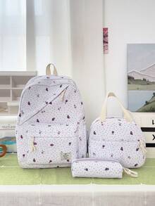 Set Tas Ransel 3 Buah Bergaya Kampus dengan Motif Polkadot/Bunga, Termasuk Ransel, Tas Bekal, dan Tempat Pensil, Dilengkapi Kompartemen Laptop, Tali Bahu yang Dapat Diatur, Banyak Kantong, Kapasitas Besar, Set Tas Sekolah Multifungsi, Cocok untuk Anak Perempuan/Laki-laki/Siswa untuk Penggunaan Sehari-hari/Liburan/Perjalanan/Kembali ke Sekolah - 2345 - View 13