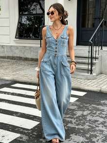 Women Jumpsuits - Blue - View 9
