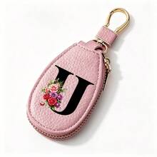 Black Letters A-Z Car Key Protection Cover PU Key Bag Mini Car Key Bag Key Ring Wallet Zipper Charter Keychain Male And Female Universal Key Ring Gift - Multicolor - View 29