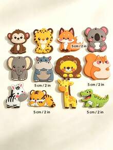 10pcs Cute Animal Fridge Magnets Set, Magnetic Stickers Including Elephant, Tiger, Lion, Monkey, Giraffe And Other Jungle Animals, DIY Stickers, Soft Creative Rubber Magnets, Party Decoration, Fridge Magnets, Kitchen And Office Whiteboard, Cabinet And Dishwasher Decoration, Home Decor, Spring And Easter Gift, Must-Have For Animal Lovers - A - View 9
