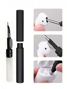 1 pieza Bolígrafo limpiador de tapones para los oídos, kit de limpieza multifuncional 3 en 1 con cepillo suave, adecuado para auriculares inalámbricos, estuches de carga de auriculares, accesorios, computadoras, teclados, juego de limpieza portátil - Multicolor - Ver 4