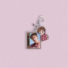 CO RTIS All Members Real Person Q Version Double-Sided Acrylic Keychain, Set Of 5 Designs Corresponding To Keonho, Juhoon, Seonghyeon, James And 5 Members, Real Photo Paired With Cute Q Version Design For Creative Vibe, High-Definition Printing With High Color Fidelity, Thickened Acrylic Material Wear-Resistant Scratch-Resistant And Anti-Yellowing, Metal Lobster Clasp For Easy Opening And Closing, Can Be Hung On Backpack, Keys, Card Holder, Popular Merchandise For HYBE New Boy Group Fans Collection And Support Decoration - Multicolor - View 7