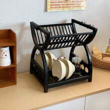1pc Kitchen Storage Rack Holder For Drying Dishes, Bowls, Utensils, Double Layer Cutlery Organizer - Multicolor - View 16