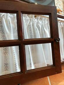 1PC Spring/Summer Simple Elegant Hollow Floral Embroidered Cafe Hollow Table Skirt Short Curtain, Suitable For Kitchen Cabinet, Living Room, Balcony, Bay Window, Bedroom, Wardrobe, Study, Garden Home Decor - White - View 7