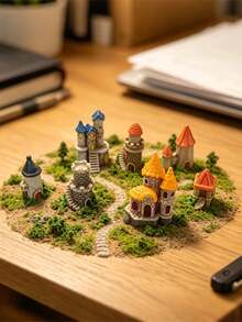 1/5pcs Miniature Castle Building Resin Ornament, European Vintage Multi-Style Mini Tower Model, Fairy Garden Micro Landscape, Desktop Micro Landscape Gardening Decoration, Handmade DIY Scene Arrangement Accessory, Home Desktop Creative Decor, Scene Prop Fairy Tale Garden, Miniature Model, Halloween Christmas Decoration - Mini Castle - View 11
