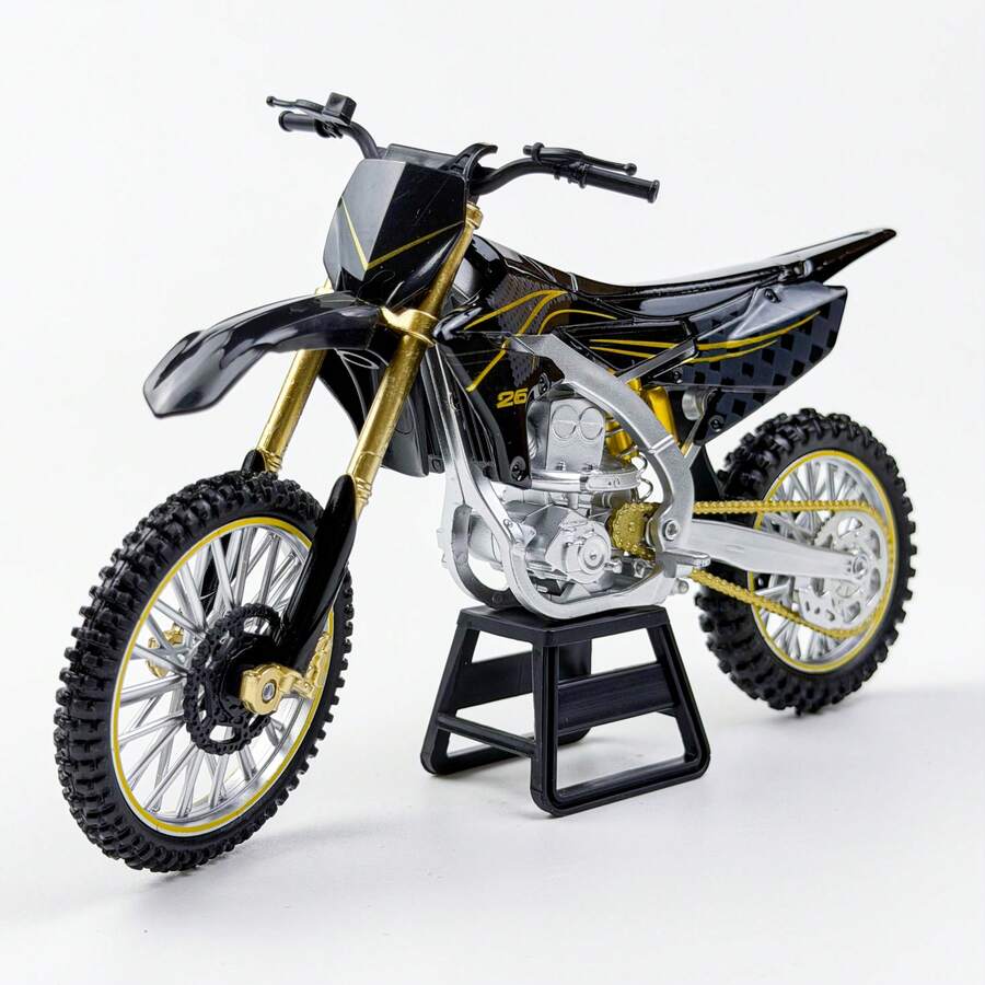 Black Off-Road Motorcycle Model, Die-Cast Alloy Metal Motorcycle Model, Suitable For Desktop Decor, Collection And Holiday Gift - Black - View 1