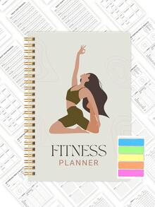 1pc Fitness Planner Notebook With Workout Sets, Cardio, Water & Progress Tracking Pages, Office Desk Accessories Office Supplies For Gym Planning, Halloween Gifts - A - View 8