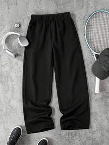1pc Teen Boys Sports Wide Leg Pants, Casual Fashion, Loose Fit, Suitable For Sports And Daily Wear, Appropriate For Spring, Summer And Autumn - Black - View 4