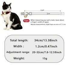 2pcs Cream + Lavender Soft Velvet Cat Collar, With Gold Bell Metal Buckle, Adjustable Size Comfortable Wear, Suitable For Cats And Small Dogs Pet Neck Collar Accessories, Valentine's Day, Easter - Cream White & Lilac - View 2