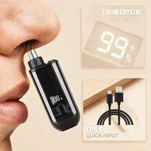 Máy tỉa lông mũi điện unisex, thiết kế thân trong suốt, hiển thị pin kỹ thuật số LED, sạc USB, không đau, mini cầm tay, lưỡi kép, màu đen & cam, phù hợp để tỉa lông tai - A - Xem 4