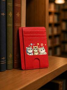Slim Multi Slot Card Holder With Cute Cat Pattern,Mini Credit Card Wallet Portable Id Card Case For Women,Credit Card Holder Money Clip With Id Window - Multicolor - View 3