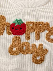 Girls Cute English Letter Embroidered Sweater, Round Neck Knit Pullover, Suitable For Daily Casual Wear In Spring, Autumn And Winter - Apricot - View 4