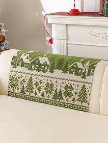 1PC Green Christmas Decorative Chenille Sofa Cushion, Anti‑Slip All‑Season Sofa Protector Cover, Machine Washable For Living Room Bedroom Home Decoration - Green - View 6