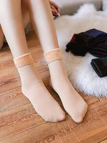 1/2/4/5 Pairs Of New Women's Winter Thickened Warm Short Socks,Ce Socks, Snowce Socks, Home Socks, Snow Socks Autumn Winter Warm Mid-Calf Socks - Multicolor - View 3