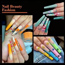 240 piezas de puntas de uñas transparentes extra largas tipo ataúd, uñas postizas autoadhesivas, suministros de arte de uñas, DIY varios estilos, perfectas para mujeres y niñas en fiestas/citas/bodas y uso diario, uñas de otoño, uñas de Halloween, uñas de Navidad - transparente - Ver 9