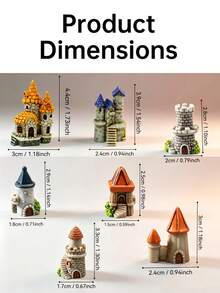 1/5pcs Miniature Castle Building Resin Ornament, European Vintage Multi-Style Mini Tower Model, Fairy Garden Micro Landscape, Desktop Micro Landscape Gardening Decoration, Handmade DIY Scene Arrangement Accessory, Home Desktop Creative Decor, Scene Prop Fairy Tale Garden, Miniature Model, Halloween Christmas Decoration - Mini Castle - View 6