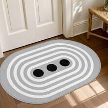 1pc Oval Flannel Doormat, Soft Comfortable Absorbent Non-Slip, Machine Washable With Non-Slip Backing, Suitable For Entrance, Living Room, Bedroom, Kitchen, Bathroom, Laundry Room, Patio, Entryway, Multi-Functional Floor Mat For Holiday Decoration - Multicolor - View 5