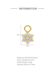 1PC 925 Sterling Silver Dainty Gold Plated Flower Dangle Charm Pendant Convertible Ear Earring Accessory Connector For Daily Wear Girls And Men Party - Gold - View 5