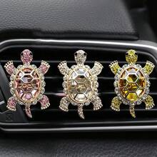 1/3pcs Alloy Rhinestone Turtle Car Air Vent Aromatherapy Clip, Creative Turtle Fragrance Clip With Rhinestone Decor, Includes Solid Fragrance Pad - Multicolor - View 3