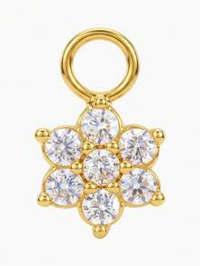 1PC 925 Sterling Silver Dainty Gold Plated Flower Dangle Charm Pendant Convertible Ear Earring Accessory Connector For Daily Wear Girls And Men Party - Gold - View 8