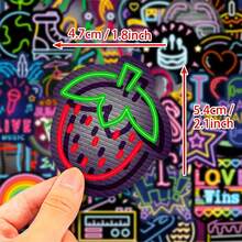 100pcs Neon Style Stickers, Creative Sticker Set, Vinyl Waterproof Material, Suitable For Water Bottles, Laptops, Guitars, Skateboards, Scrapbooks, Etc., Back To School Aesthetic Stickers For Teens And Adults - Multicolor - View 9