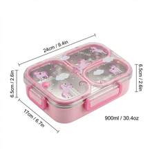 900ML 304 Stainless Steel Lunch Box With Cute Cartoon Pattern, Avoid Food Mixing, Microwave Bento Box With 3 Compartments, Portable Leak-Proof Lunch Container, Fruit Salad Food Storage Container, Meal Prep Box For Student Adult Use In School, Office - Multicolor - View 11