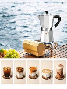 Aluminum Moka Pot: Brews Rich, Flavorful Coffee. Features A Non-Slip, Heat-Insulating Handle For Handling. Easy To Disassemble And Clean. Ideal For Home Use With Simple Operation. - Multiple Specifications - View 6
