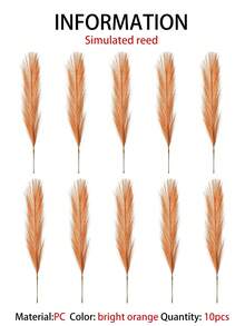 10/20/30/40pcs Artificial Reed Grass Bouquet, Suitable For Home, Autumn, Halloween, Room, Wedding, Bathroom, Wall, Living Room, Office And Christmas Decoration; Also Perfect For Valentine's Day, Back To School, Party And Faux Plants (Orange) - Bright Orange - View 9