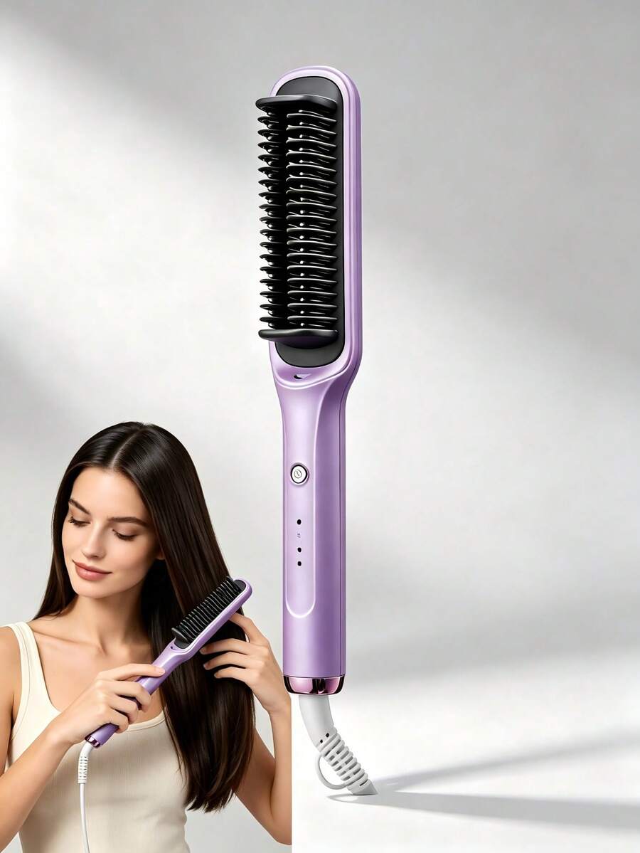 CRASTS Hair Straightener Brush, 2‑In‑1 Straightening Brush For Smooth Sleek Hair & Loose Curls, Ceramic Tourmaline Hot Brush Anti‑Scald Design, Portable Electric Hair Styling Comb For Home Salon Use