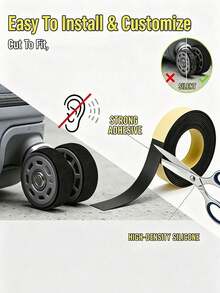 10m Luggage Wheel Silent Sticker, Shock-Absorbing Wear-Resistant Protective Tape, Universal Wheel Noise Reduction Ring, 3mm Thickened Strong Adhesive Anti-Slip Free-Cut, Complete Set Luggage Repair Accessories, Universal Fit For All Types Of Trolley Bags Spinner Wheels - Multicolor - View 1
