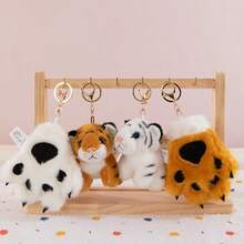1pc Realistic Little Tiger Plush Keychain, Cute White Tiger Doll Pendant, Backpack Charm, Children's Gift, Bag/Car Decoration, Holiday Gift - Multicolor - View 2
