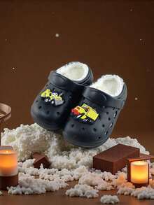 Winter Children's Clogs Are Cute, Fashionable, And Comfortable For Indoor And Outdoor Wear, With Plush Insulation For Warmth - Black - View 5