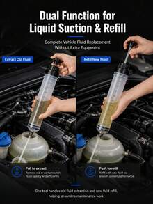 Dual Purpose Oil Suction & Refill Tool For Car & Motorcycle, Manual Fluid Extractor & Filler Syringe Pump, Hand Vacuum Pump For Motor Oil, Brake Fluid, Transmission Fluid, Coolant, Automotive Maintenance Repair Injection Tool - A - View 6