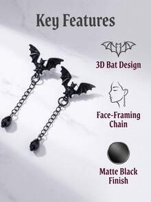 1pc Ins Style Halloween Casual Exaggerated Tassel Bat Design Nightwear - Black - View 2