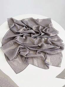1pc Pearl Chiffon Leopard Print Scarf With Gold Foil, Large Shawl Headscarf - Multicolor - View 4