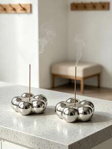 1pc Minimalist Silver Ceramic Incense Holder Modern Creative Design Aromatherapy Base Incense Stick Holder Incense Tray Incense Stand Decorative Item - Ceramic Incense Holder - View 3