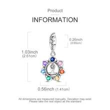1pc Silver Plated Colorful Zirconia Lotus Yoga Bead Pendant Suitable For Bracelet Necklace DIY Jewelry Making - Silver - View 3