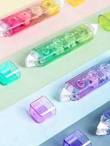 1pc Dual-Head Correction Tape, Double-Sided Replaceable Refill White Correction Tape, Transparent Candy Color Correction Roller, Student Back To School Stationery - A - View 2