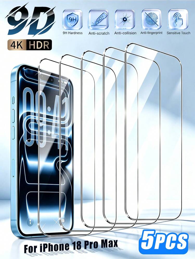 5PCS Full Coverage Tempered Glass Screen Protector, Anti-Collision, Anti-Scratch, Smooth Surface, Easy Installation, Crystal Clear, Smooth Touch, 9H Hardness, Compatible With Phone Cases, Compatible With IPhone Ultra/18 Pro Max/18 Pro/18/17e/17 Pro Max/17 Pro/17 Air/17/16 Pro Max/16 Pro/16 Plus/16/15 Pro Max/15/14/13/12/11 And Other Models. Suitable For IPhone Screen Protector. - Clear - View 26