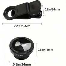 1pc Black Wide Angle Fisheye Phone Lens, 180 Degree Fisheye Effect, Combines Wide Angle Macro Magnification Selfie Function, Universal Clip-On Installation, Compatible With Most IOS And Android Models, Phone External Shooting Accessory - 1pc External Phone Camera Lens - View 5